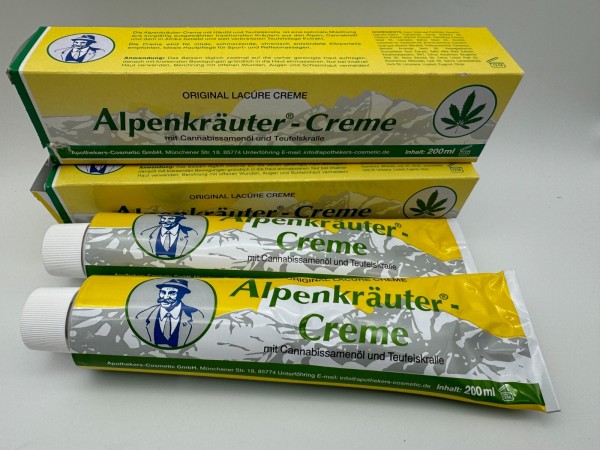 2x 200ml schmerzlindernde Alpenkr&auml;uter Creme -Teufelskralle &amp; Hanf&ouml;l Emulsion